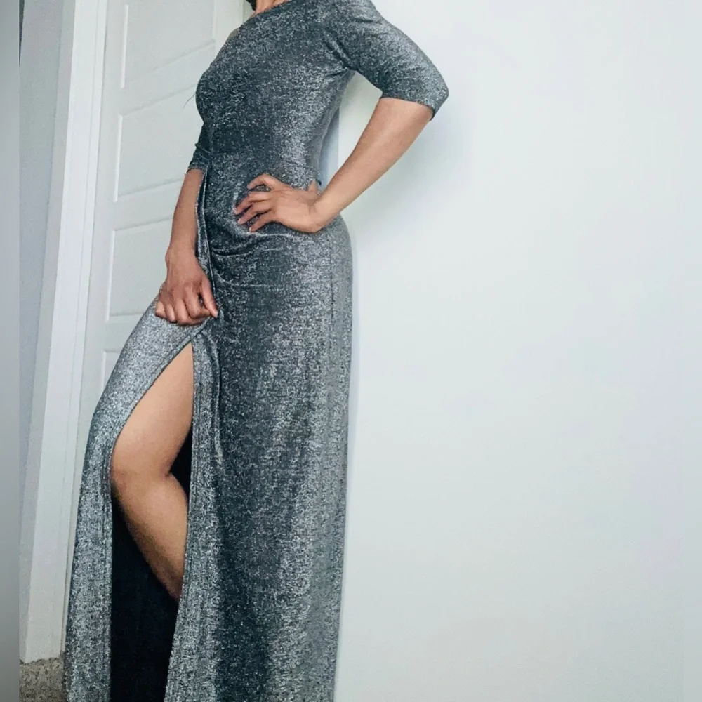 Gray maxi Occassion Dress - Picture 9 of 15